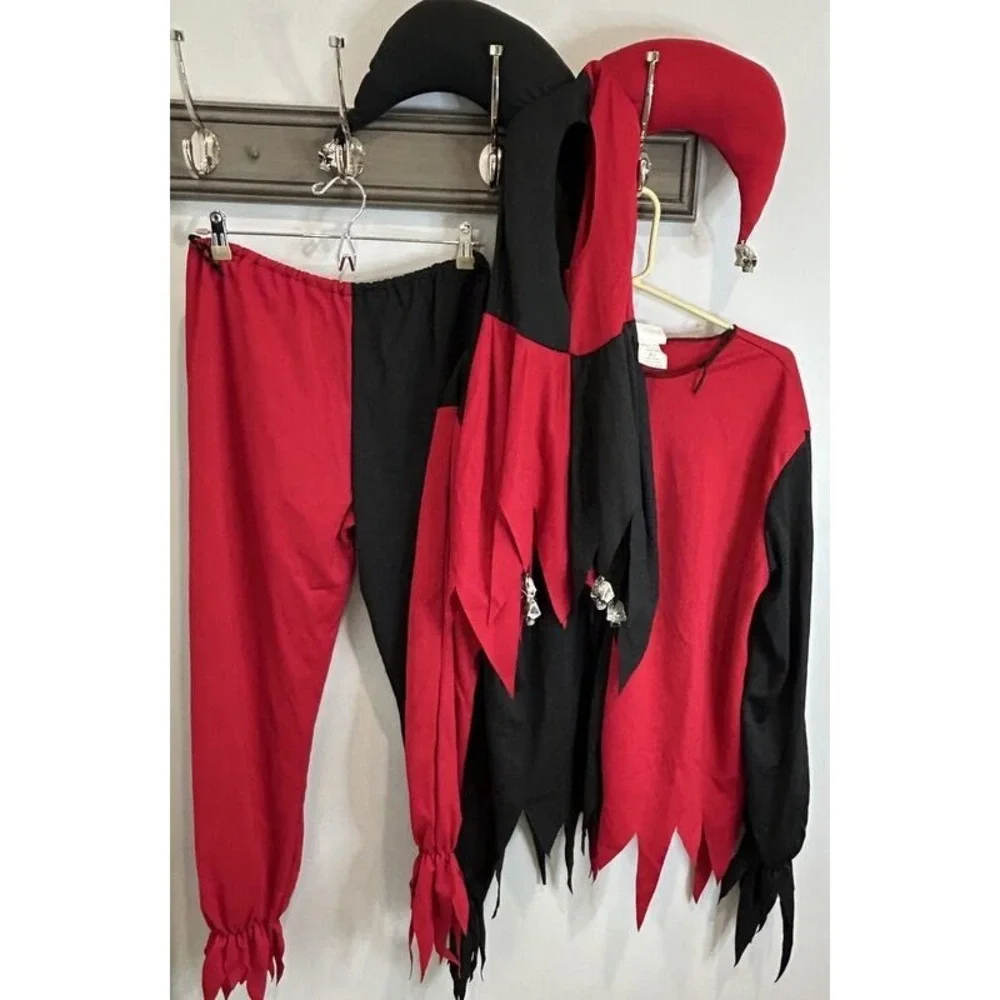 California Costume Evil Jester Clown Adult Size Small Head Mask Top Pant Small